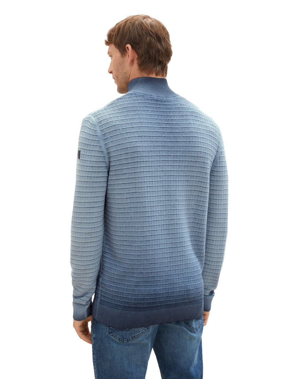 Washed Structure Pullover - Blauw