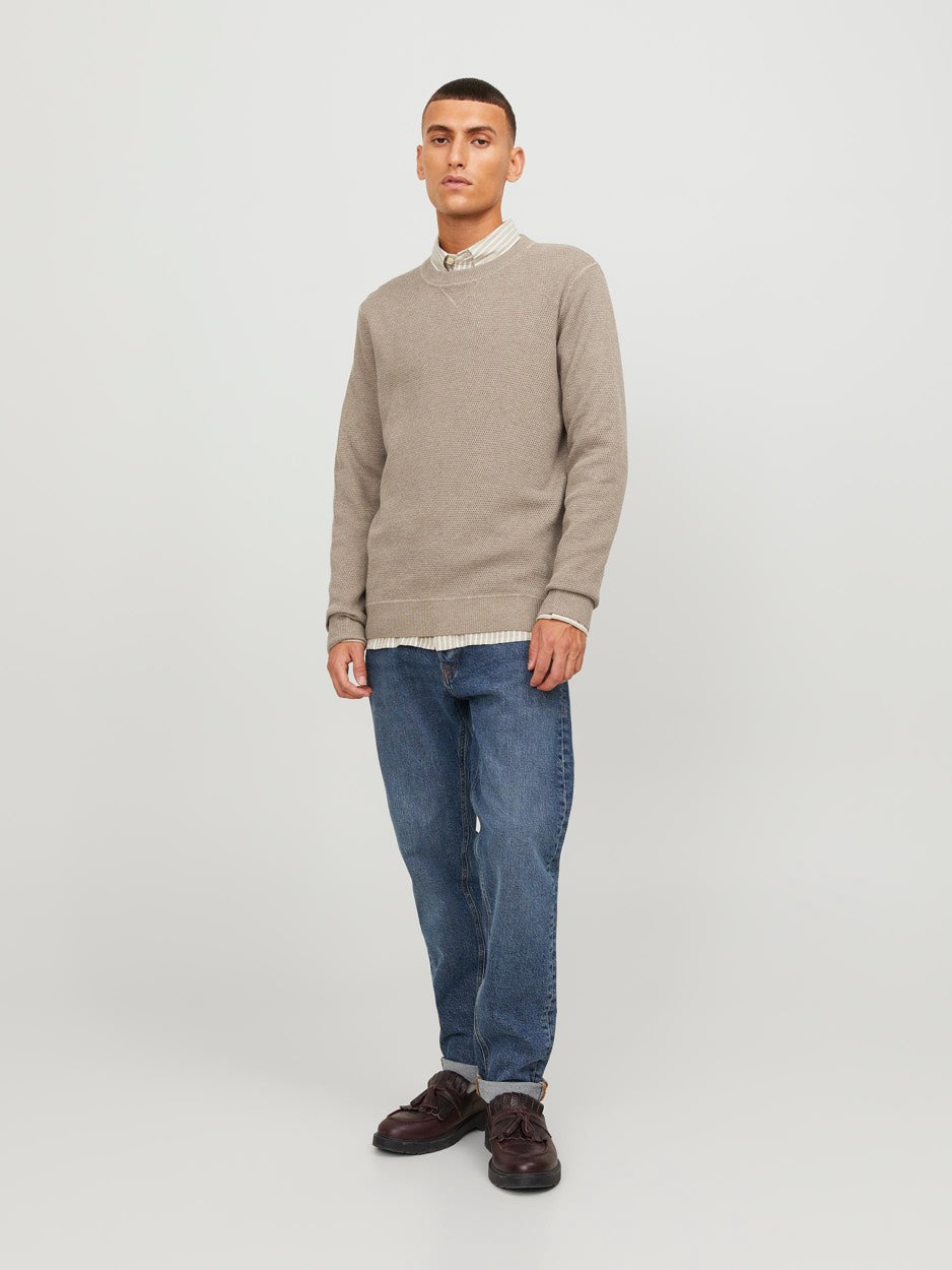 Jprblucameron Knit Crew Neck Ch - Licht Bruin