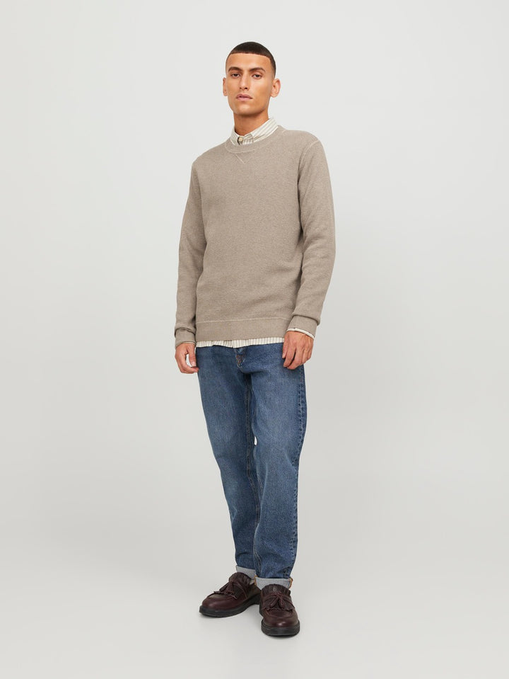 Jprblucameron Knit Crew Neck Ch - Licht Bruin