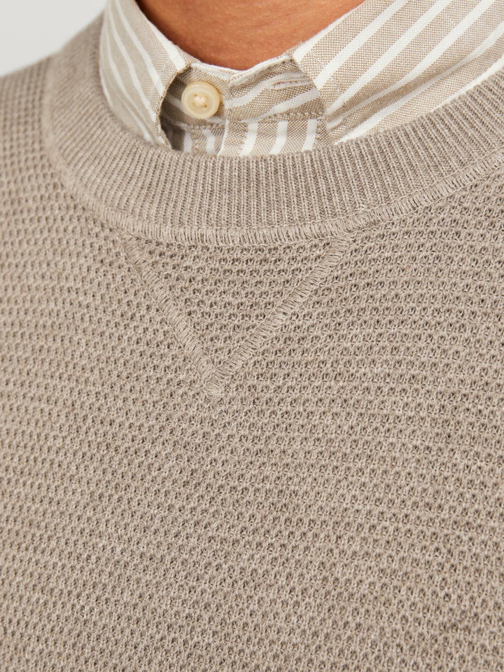 Jprblucameron Knit Crew Neck Ch - Licht Bruin