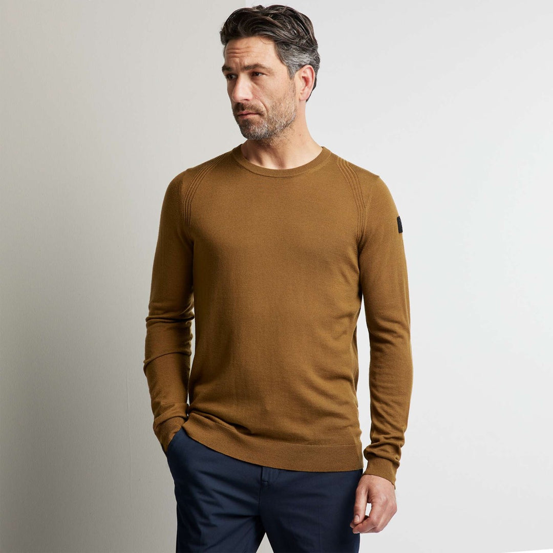 R-neck 100% Merino Wool Extrafine - Camel