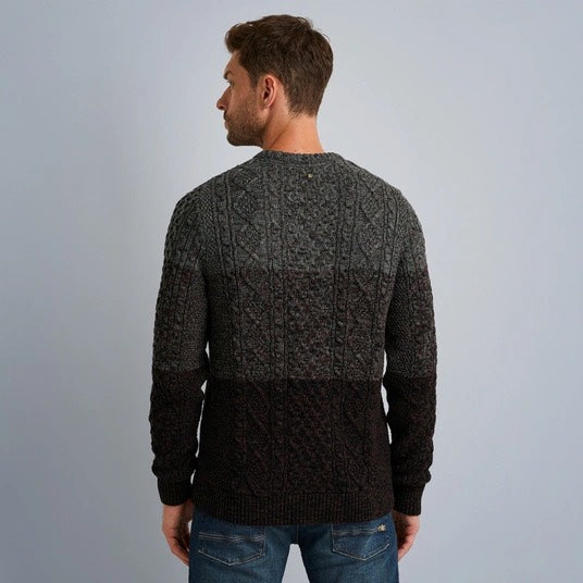 R-neck Cable Knit - Grijs Dessin