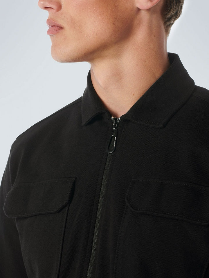 Overshirt Zipper Colsure Sweat - Zwart