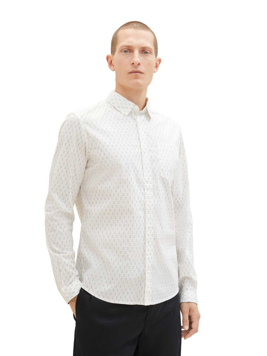 Fitted Printed Strech Shirt - Wit Dessin