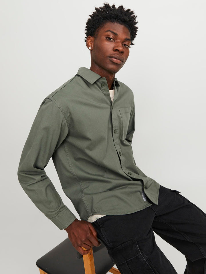 Jcocollective Zac Overshirt Ls Sn - Olijf