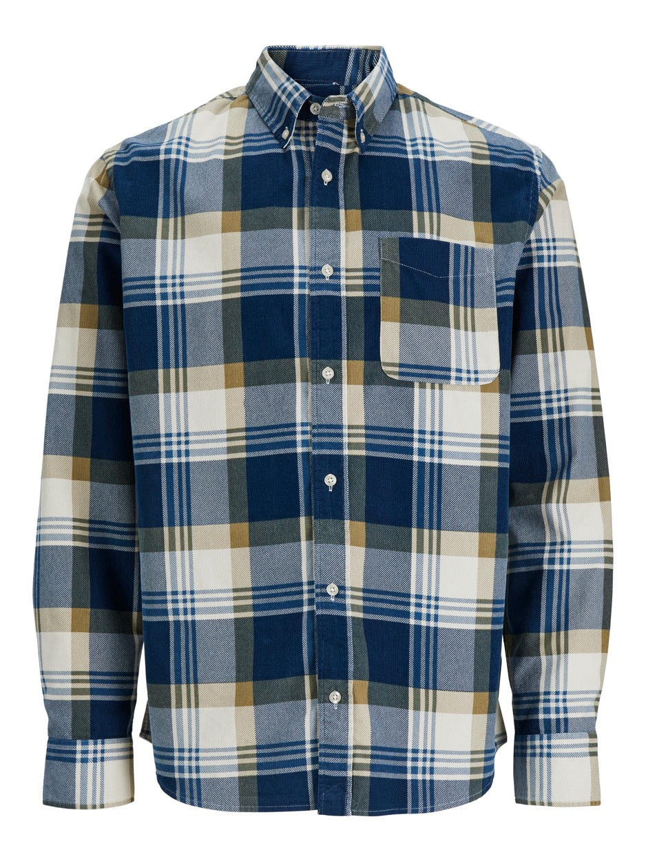 Jprblubrook Cord X-mas Shirt L/s Ch - Blauw Dessin