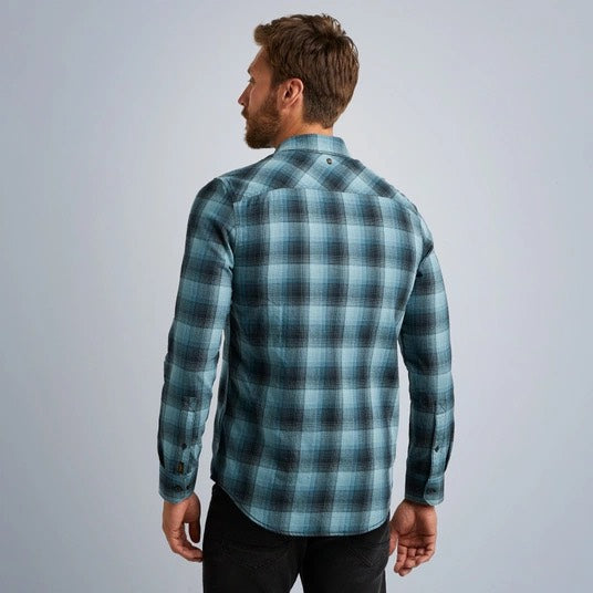 Long Sleeve Shirt Ctn Twill Check - Blauw Dessin