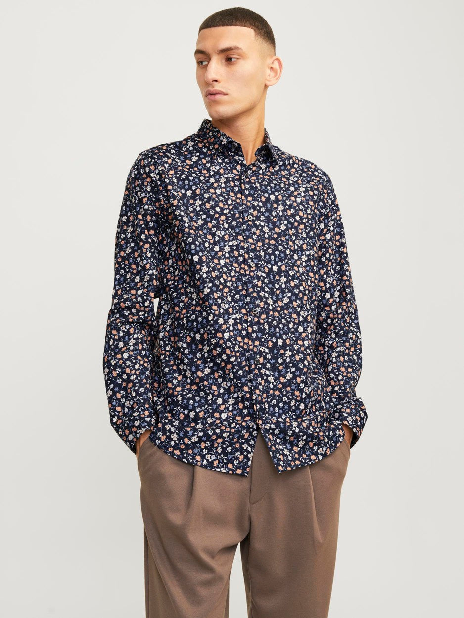 Jprblanordic Print Shirt L/s Sn - Blauw Dessin