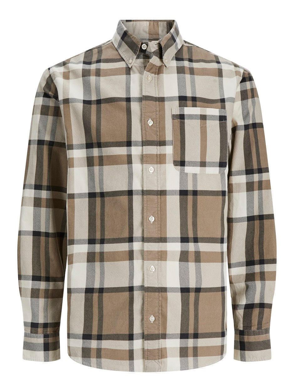 Jprblubrook Cord X-mas Shirt L/s Ch - Bruin Dessin