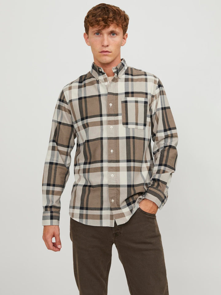 Jprblubrook Cord X-mas Shirt L/s Ch - Bruin Dessin