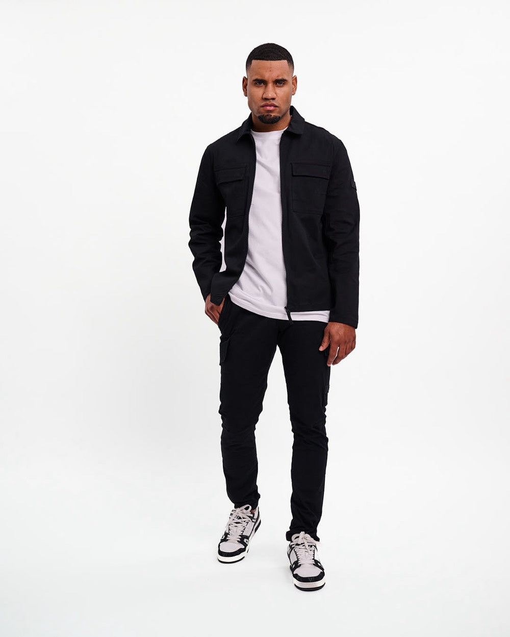 Cotton Zip Overshirt - Zwart