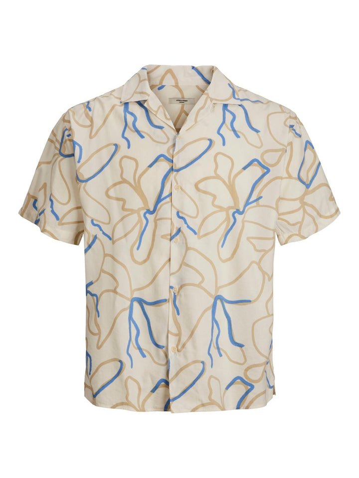 Jprblatropic Resort Shirt S/s Relax - Ecru Dessin