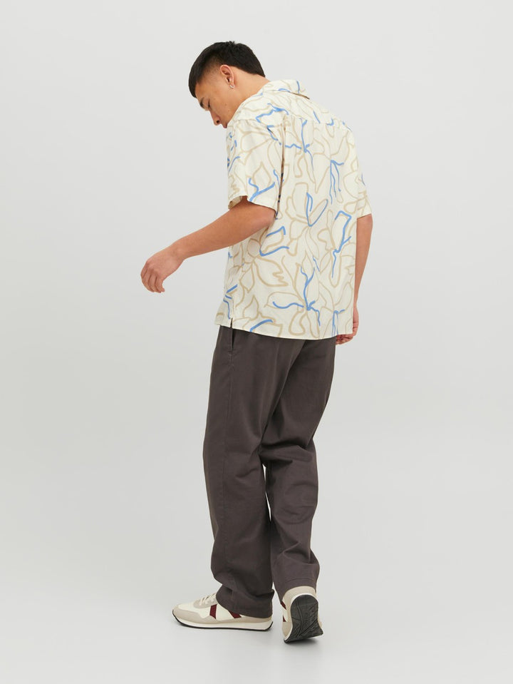 Jprblatropic Resort Shirt S/s Relax - Ecru Dessin