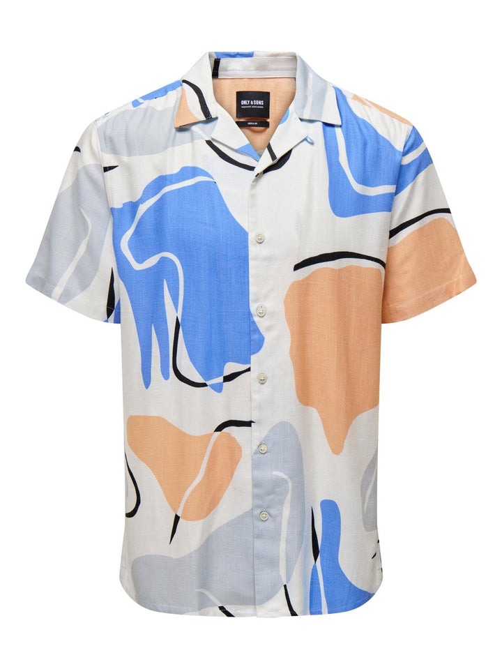 Onsdab Reg Abstract Slub Shirt - Wit Dessin