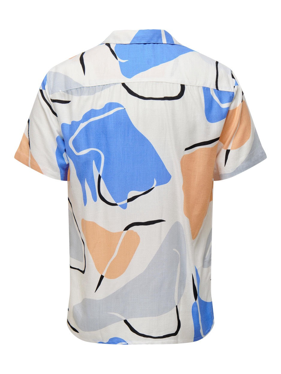 Onsdab Reg Abstract Slub Shirt - Wit Dessin