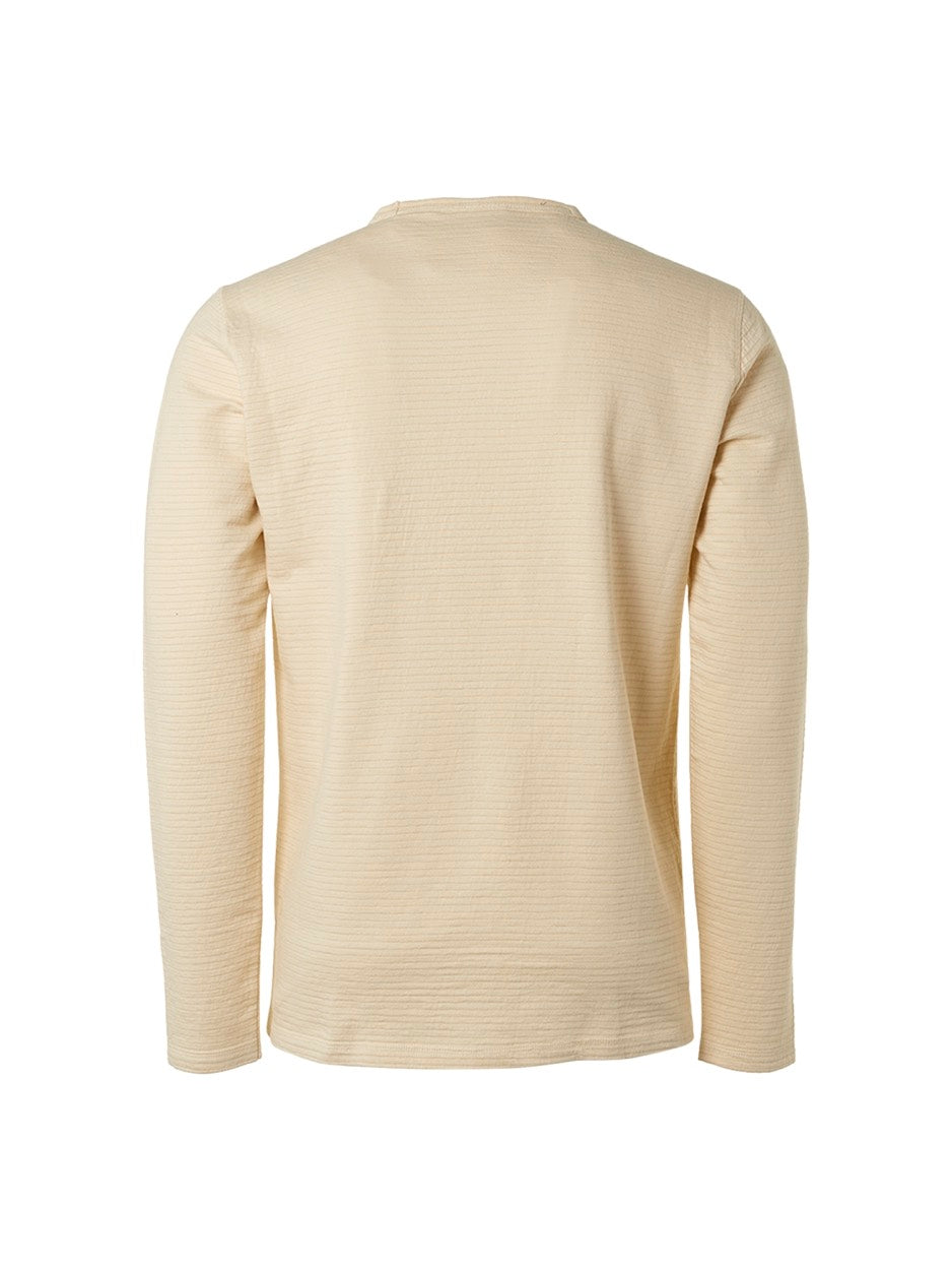 T-shirt Long Sleeve Crewneck Solid Jacquard - Beige