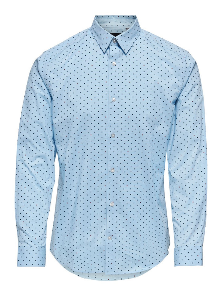 Onsbart Life Ls Organic Dot Shirt - Lichtblauw