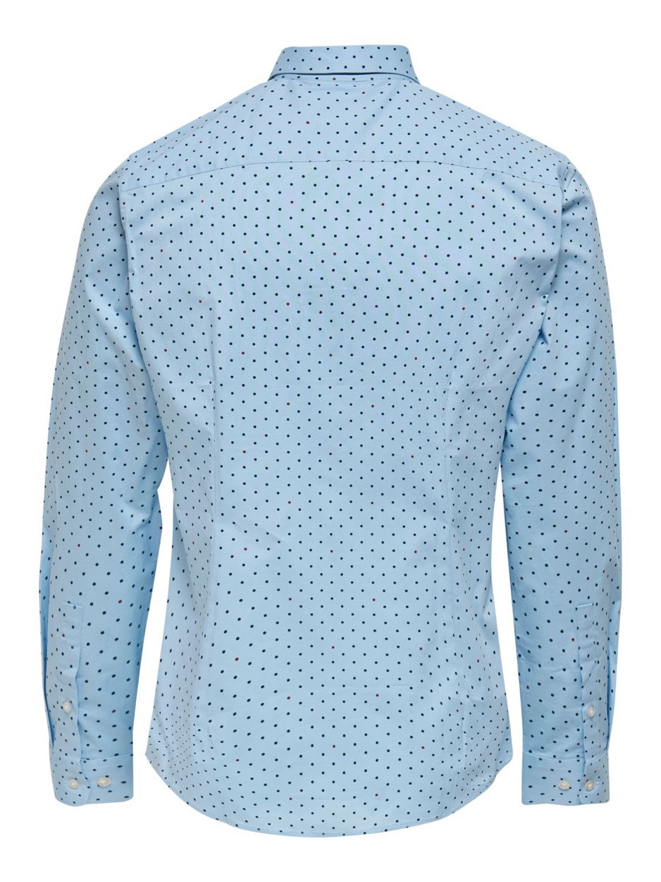 Onsbart Life Ls Organic Dot Shirt - Lichtblauw