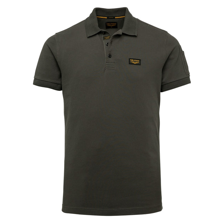 Short Sleeve Polo Cotton Elastan P - Donkergroen