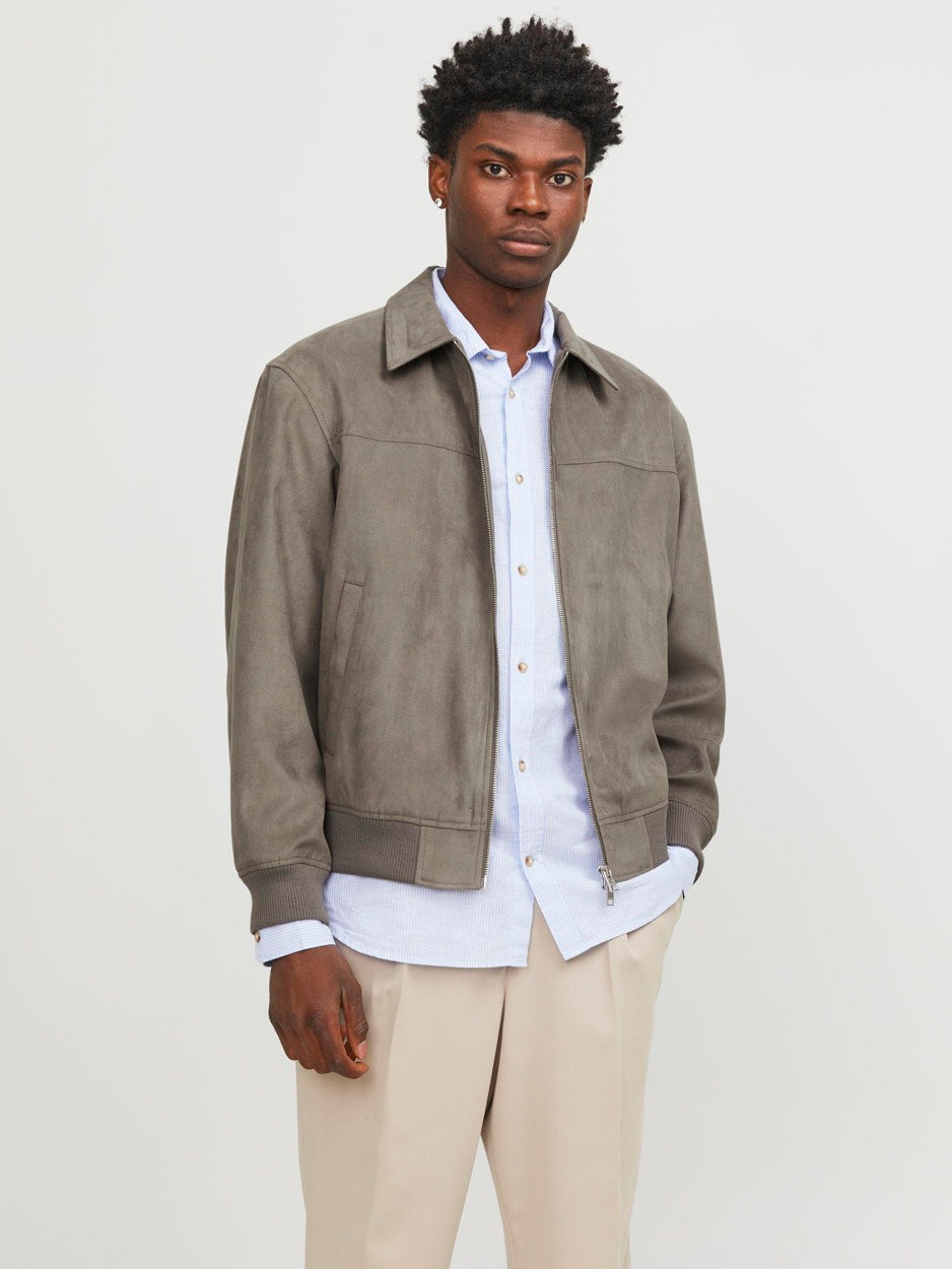 Jprccray Faux Suede Bomber - Taupe